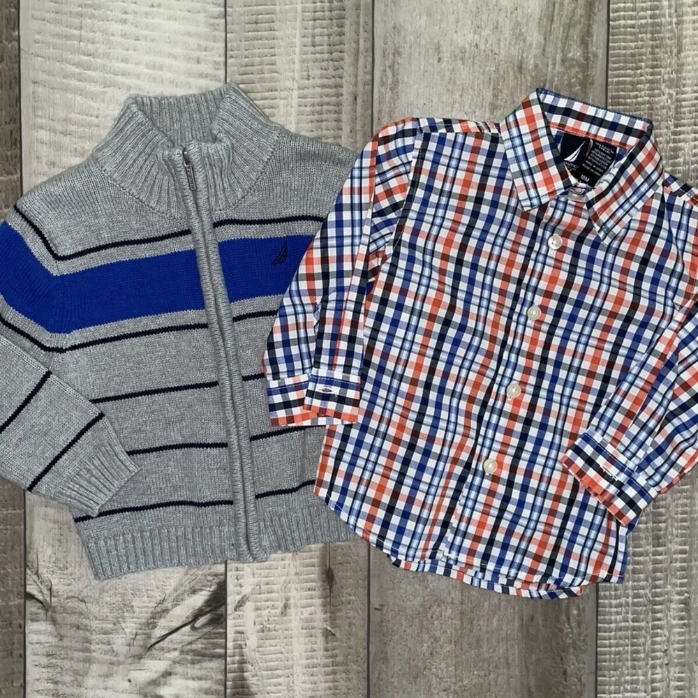 NWOT Nautica Baby Boy Sweater Button Down Shirt Size 18 Months
